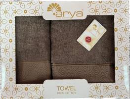 Набор полотенец жаккард Arya Fold коричневый 50x90 и 70x140