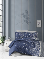 Постельное белье сатин люкс First Choice Living navy blue евро