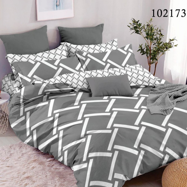Комплект постельного белья бязь люкс Selena 102173 Геометричний лабіринт Grey