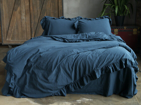 Двоспальний Євро комплект Limasso Exclusive Dress Blue Варена Бавовна