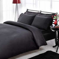 Двоспальний King Size комплект ТАС Premium Basic Black Сатин-Stripe