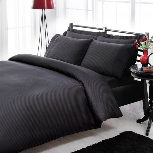 Двоспальний King Size комплект ТАС Premium Basic Black Сатин-Stripe