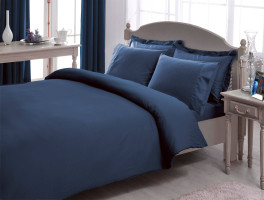 Двоспальний King Size комплект ТАС Premium Basic Blue Сатин-Stripe