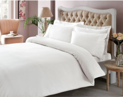 Двоспальний King Size комплект ТАС Premium Basic White Сатин-Stripe