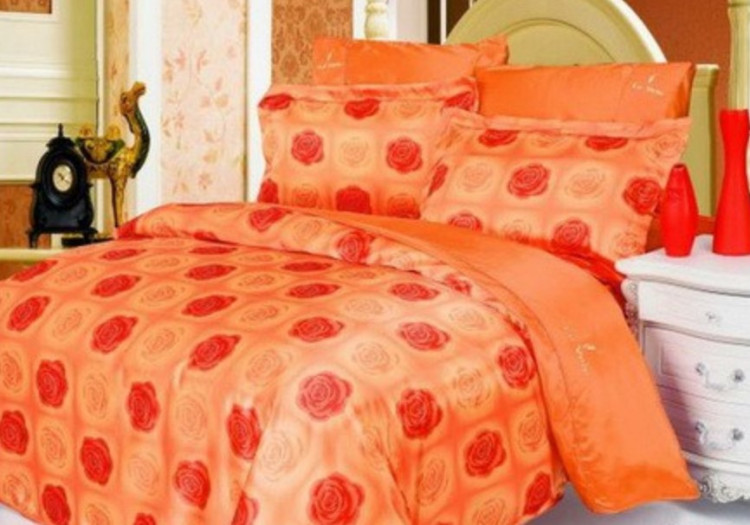 Атласное постельное белье Le Vele Roxy Orange евро