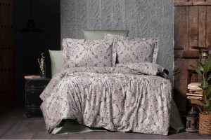 Постельное белье Органик Жаккард Arya Embroidery Vogue Paris антрацит-серый евро