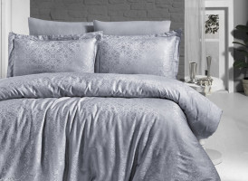 Однотонное жаккардовое постельное белье First Choice Lamone gri евро