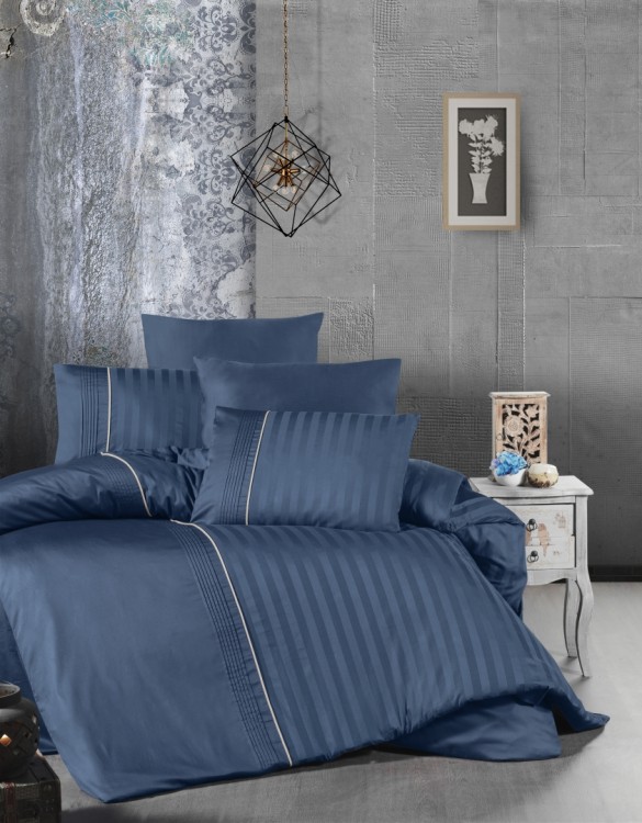 Постельный комплект из сатина де люкс First Choice DLX-201 Modalife denim евро