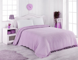 Покрывало-плед с бахромой IzziHome Checkers сиреневое 220x240