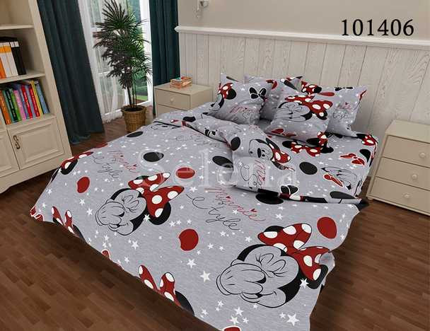 Комплект постельного белья бязь люкс Selena 101406 Мінні Маус Grey
