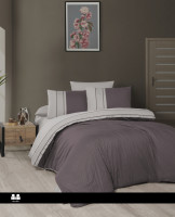 Де люкс сатин постельное белье First Choice DLX-283 Chackers lilac/beige евро