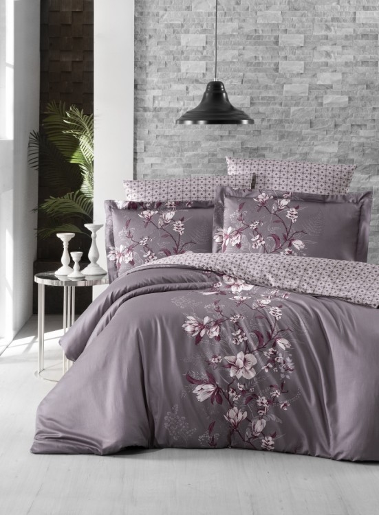 Постельное белье из люкс сатина First Choice S-476 Evan lilac евро