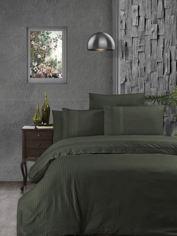 Постельное белье de luxe ранфорс First Choice Gala dark green евро