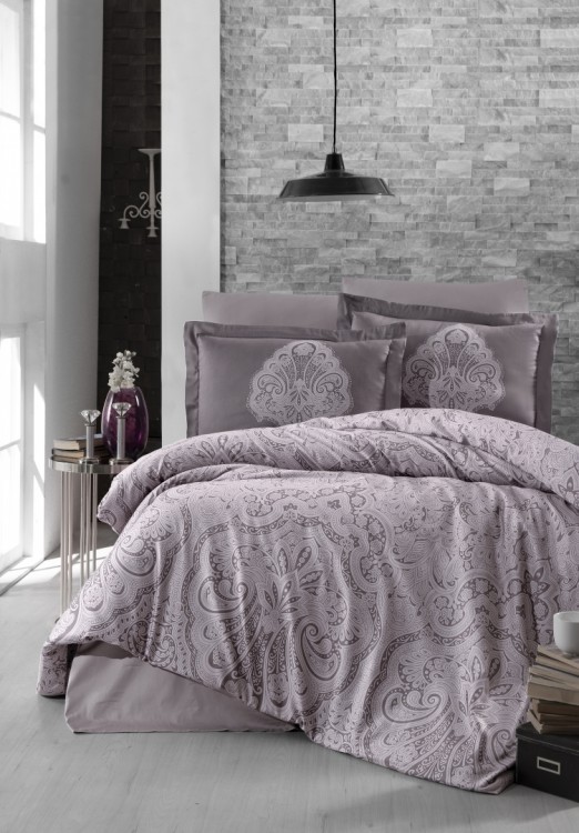 Постельное белье из люкс сатина First Choice S-471 Milena lavender евро