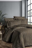 Постельное белье однотонный жаккард First Choice JS-216 Amore brown евро