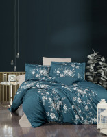 Постельное белье сатин люкс First Choice Arya turquoise евро