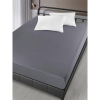 Сатиновая простынь на резинке Arya London серая 160x200+30