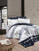 Постельное белье сатин люкс First Choice Doga navy blue евро