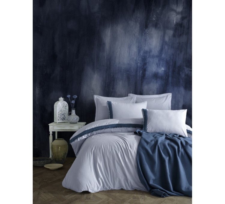 Постельное белье с пике Cotton Box Nature Indigo евро
