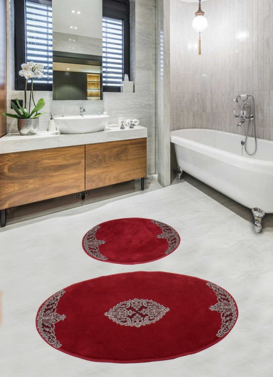 Набор ковриков для ванной комнаты с гипюром Diva Nice Silver 60*100+50*60