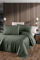 Постельное белье сатин де люкс First Choice Timeless dark green евро