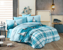 Постельное белье Poplin Hobby Maritim голубой полуторный