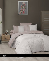 Де люкс сатин постельное белье First Choice DLX-293 Chackers champagne/powder евро