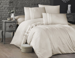 Однотонное постельное белье First Choice DLX-S26 New Trend krem евро