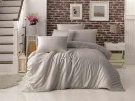 Двоспальний Євро комплект Gold Soft Life Grey Сатин-Stripe