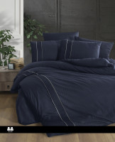 Постельное белье сатин де люкс First Choice Alfa navy blue евро