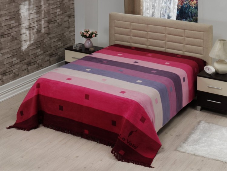 Плед хлопок/акрил Le Vele Royal Stripes Rainbow Purple 160x220