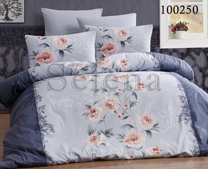 Комплект постельного белья бязь люкс Selena 100250 Пионы blue