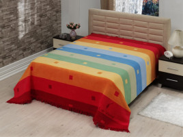 Плед хлопок/акрил Le Vele Royal Stripes Rainbow Orange 160x220