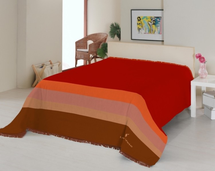 Плед хлопок/акрил Le Vele Royal Stripes Terracotta 160x220