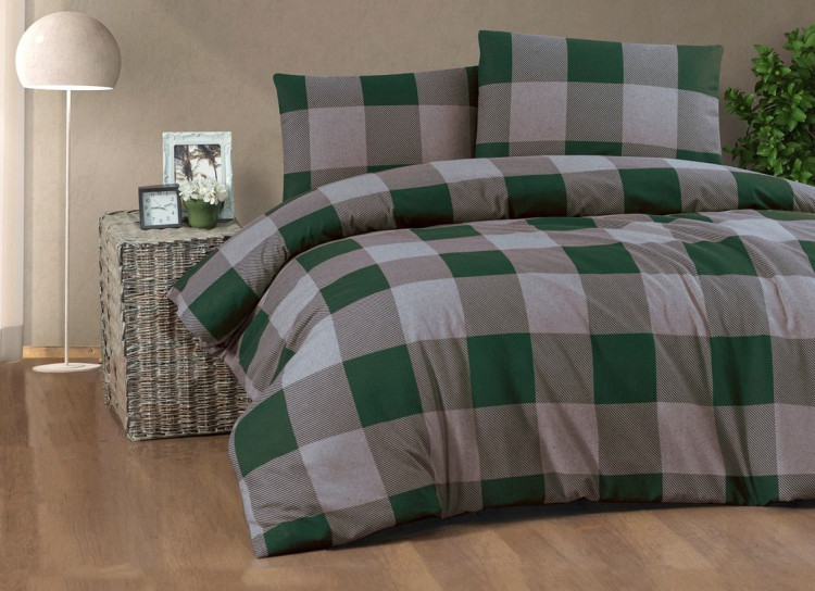 Двоспальний Євро комплект Cotton Collection Kare Green Фланель