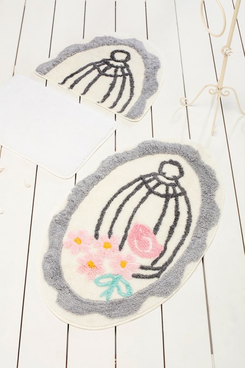 Коврик для ванной Chilai Home Sweet Bird Grey 60x100