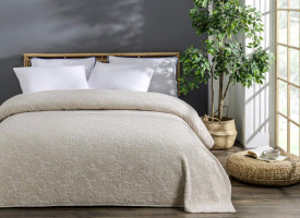 Махровая простынь Uniko Crown Home жаккард Beige 220x240