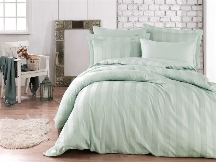 Постельное белье Hobby Exclusive Sateen Diamond Wafel Su Yesili мятный евро