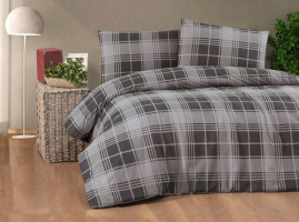 Двоспальний Євро комплект Cotton Collection Kare Cizgi Grey Фланель