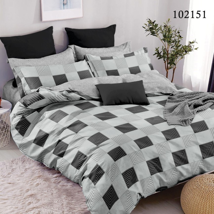 Комплект постельного белья бязь люкс Selena 102151 Абстракція квадратики Grey