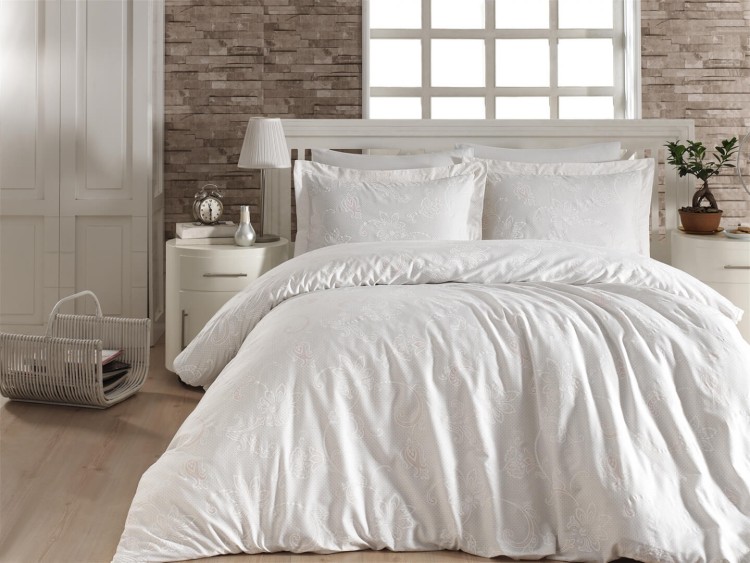 Постельное белье из люкс сатина First Choice S-43 Carmina beyaz евро