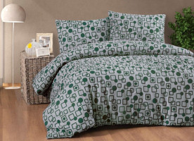 Двоспальний Євро комплект Cotton Collection Gomet Green Фланель
