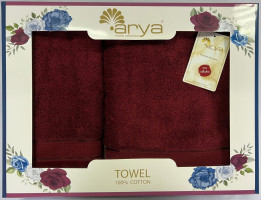 Набор полотенец жаккард Arya Elena бордовый 50x90 и 70x140