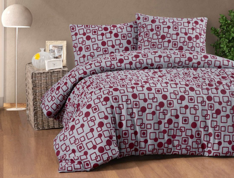 Двоспальний Євро комплект Cotton Collection Gomet Red Фланель