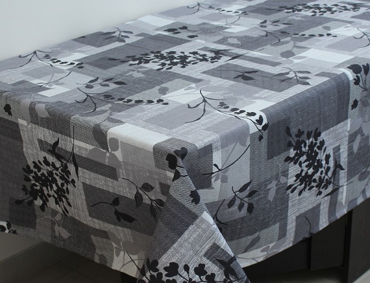 Скатерть кухонная Tag tekstil Ветка серая 180x220