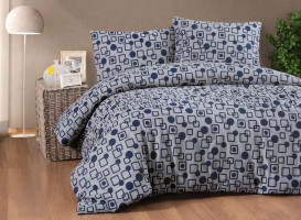 Двоспальний Євро комплект Cotton Collection Gomet Blue Фланель