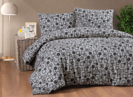 Двоспальний Євро комплект Cotton Collection Gomet Grey Фланель