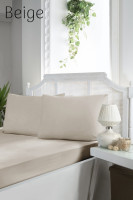 Сатиновая простынь на резинке + наволочки Firstchoice Beige 180x200+30