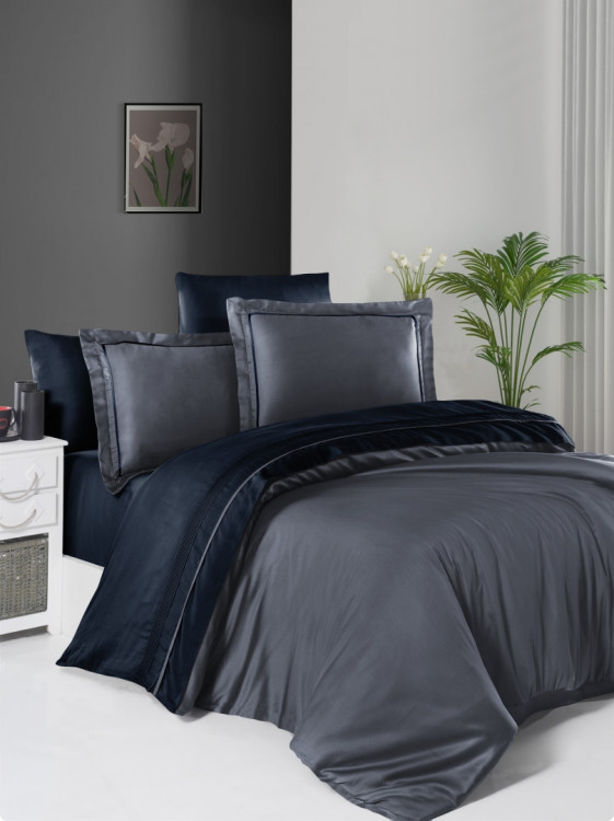 Постельный комплект First Choice S-376 Serenity dark grey & navy blue евро