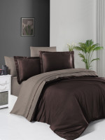 Постельный комплект First Choice S-401 Serenity dark brown & mink евро